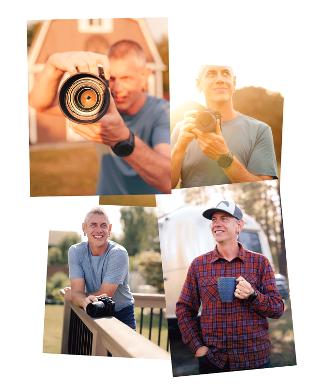 Elemental Brand Photography - Seattle, WA - Collage of Jason Kudlo, owner & founder - headshot brand photography - behind the scenes - bts