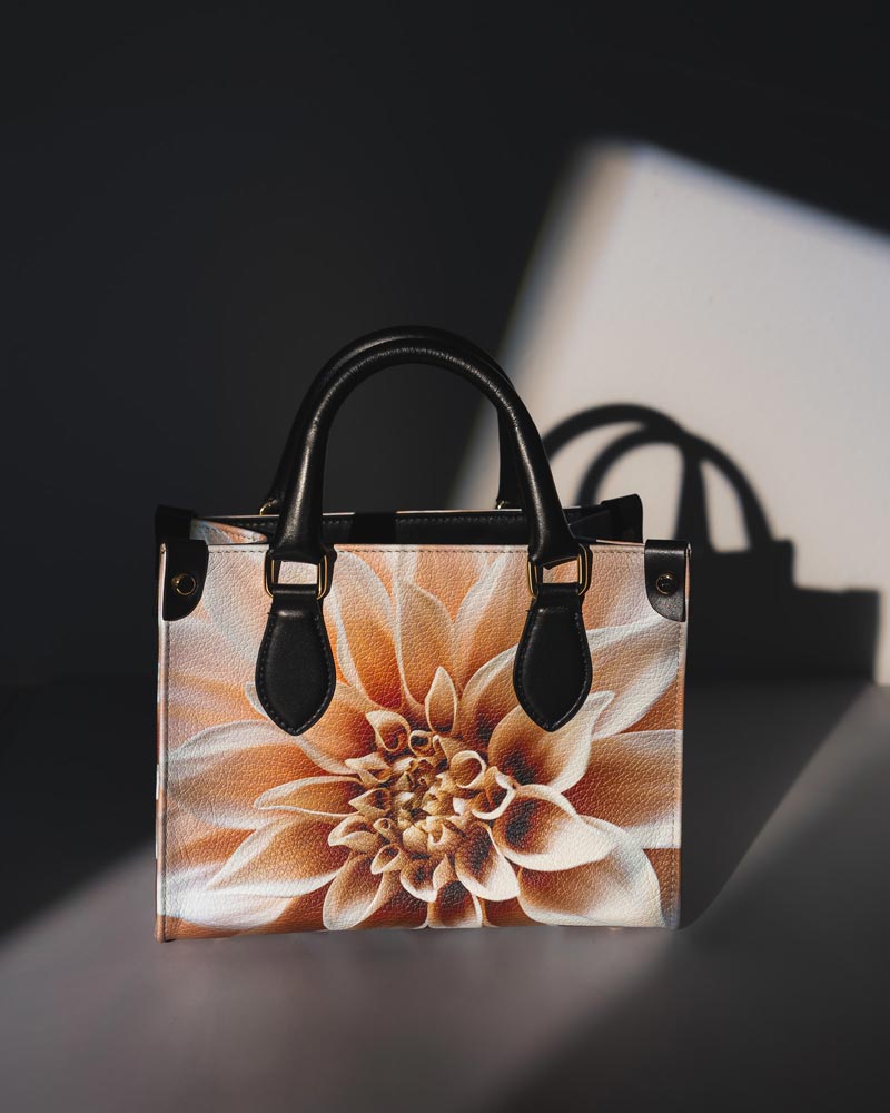 Seattle product photography - creative lighting on handcrafted handbag by Sally's Blooming Bags