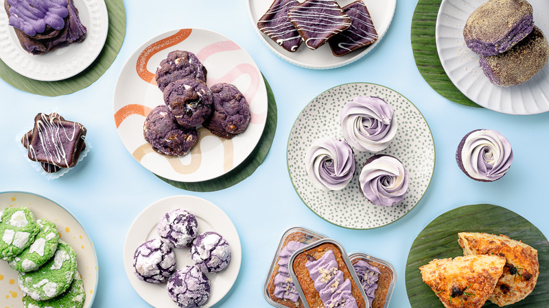 Seattle Product Photography - website banner image showcasing bakery products - Ube Overload Bakery in Kent, WA - Elemental Brand Photography