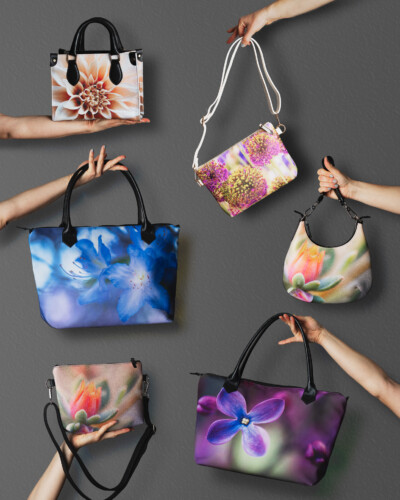 Showcase your products with a unique image that shares multiple products all at once A collection of many purse styles offered by Sally's Blooming Bags