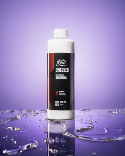 Seattle product photography for The Best Detailing Products. A product shot of Best Dressed tire and trim dressing - clean, confident product photography for a Pacific Northwest high-performance car detailing brand. Seattle Product Photography - The Best Detailing Products Best Dressed Tire and Trim Dressing Product Shot - Car Care Brand Pacific Northwest - Elevated Product Photography - Elemental Brand Photography
