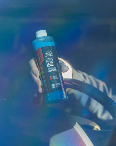 Seattle product photography for The Best Detailing Products. The rinse-less wash formula shown in real-world use on a vehicle - in-action product photography demonstrating real usability for a Pacific Northwest car detailing brand serving enthusiasts and professionals. Seattle Product Photography - The Best Detailing Products Rinse-Less Wash In-Use on Vehicle - Car Care Action Shot Pacific Northwest - Elemental Brand Photography